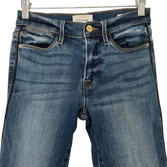 Frame Le High Skinny Jean Tuxedo Piping Serrano Wash Size 24 - Picture 8 of 16